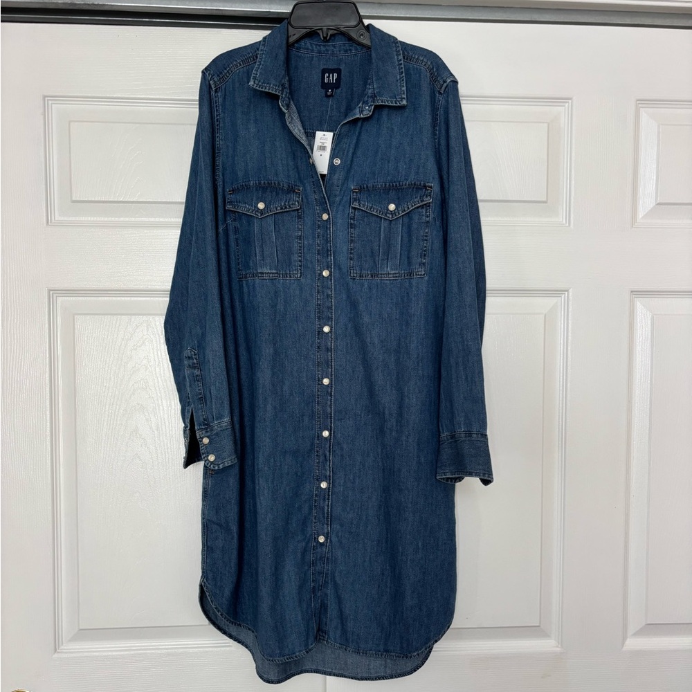 GAP Blue Denim Button-Up Dress. NWT.